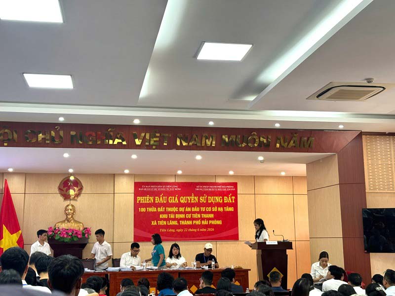 Kết quả trúng đấu giá 100 thửa đất ở thuộc dự án đầu tư cơ sở hạ tầng Khu TĐC Tiên Thanh, xã Tiên Lãng, TP Hải Phòng tháng 6 năm 2026