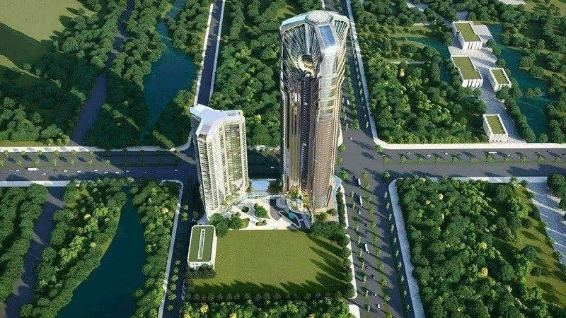 Toàn cảnh tổ hợp Dragon 75 Complex với hai tòa tháp biểu tượng