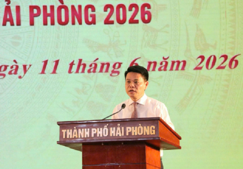 Bí thư Thành ủy Hải Phòng Lê Ngọc Châu phát biểu tại hội nghị.