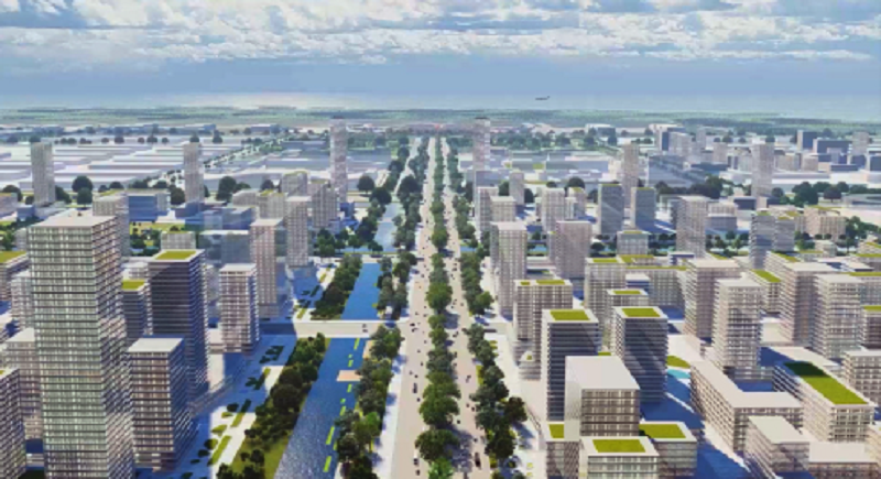 Phối cảnh Khu kinh tế ven biển phía Nam TP Hải Phòng rộng khoảng 20.000 ha, bao gồm toàn bộ xã Hùng Thắng, xã Chấn Hưng và một phần các xã: Nghi Dương, Kiến Hưng, Kiến Hải, An Hưng, Tiên Minh, Nguyễn Bỉnh Khiêm, Vĩnh Am, Nam Đồ Sơn.