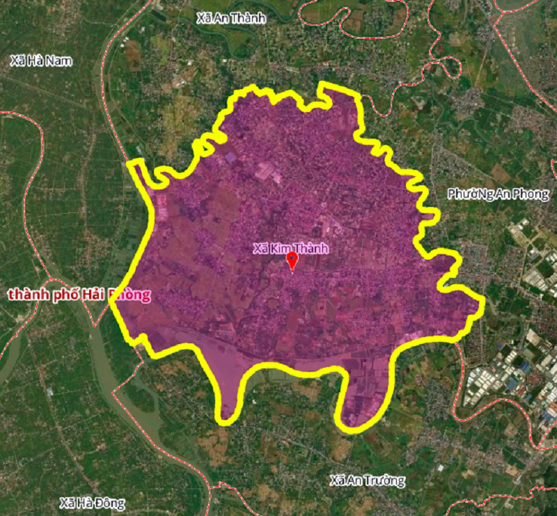 Bản đồ vệ tinh xã Kim Thành Hải Phòng