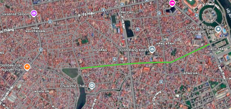 Hình ảnh vệ tinh thực địa khu vực sẽ mở đường tại phường Lê Chân Hải Phòng