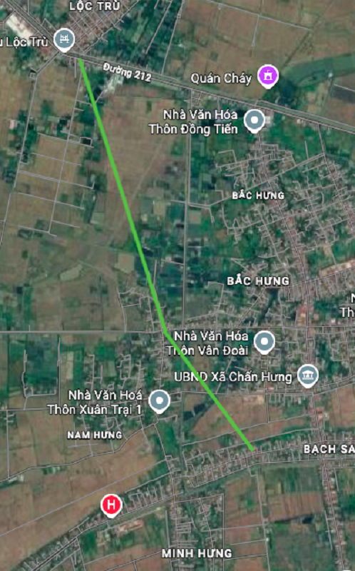 Hình ảnh vệ tinh khu vực quy hoạch xã Chấn Hưng