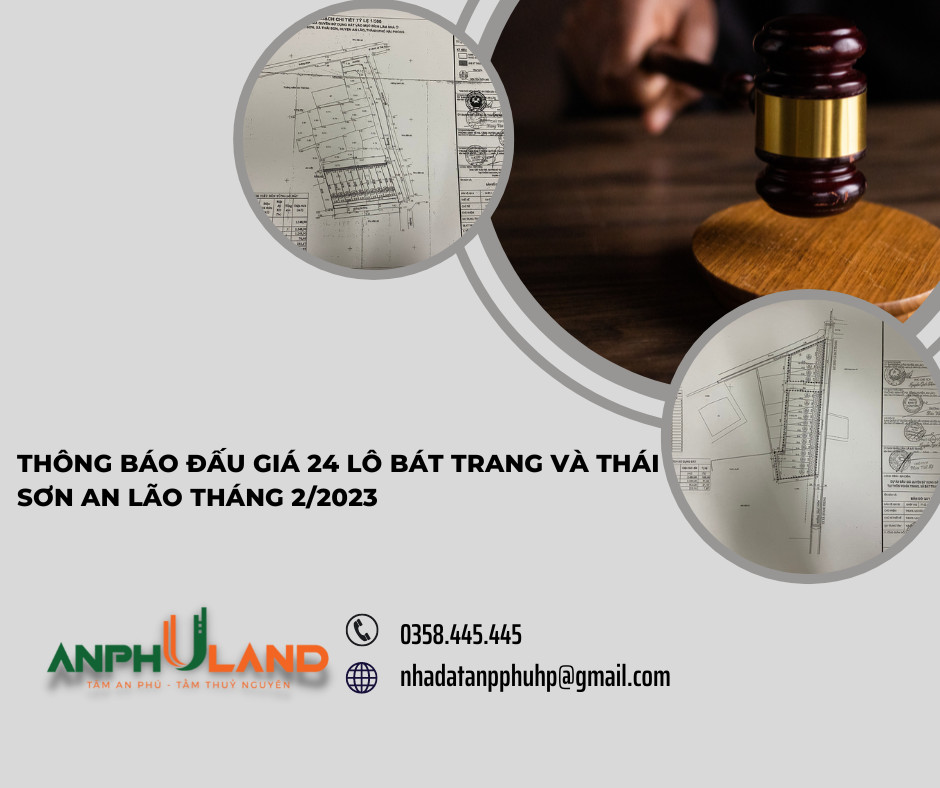 Thông báo đấu giá 24 lô đất tại xã Bát Trang và xã Thái Sơn, An Lão,  Hải Phòng tháng 2/2023