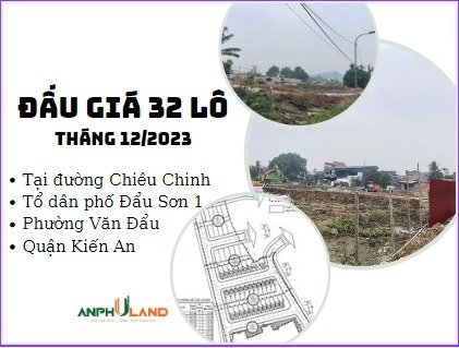 Thông báo đấu giá 32 lô đất tại đường Chiêu Chinh, TDP Đẩu Sơn 1, Phường Văn Đẩu, quận Kiến An, Hải Phòng tháng 12/2023