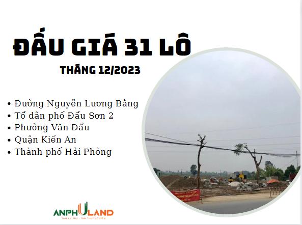 Thông báo đấu giá 31 lô đất tại đường Nguyễn Lương Bằng, TDP Đẩu Sơn 2, phường Văn Đẩu, quận Kiến An, TP. Hải Phòng