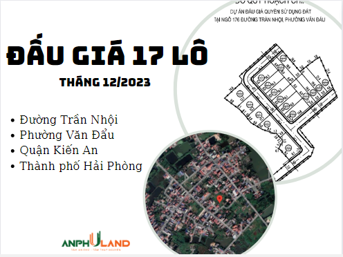 Thông báo đấu giá 17 lô tại ngõ 176 đường Trần Nhội, phường Văn Đẩu, quận Kiến An, thành phố Hải Phòng