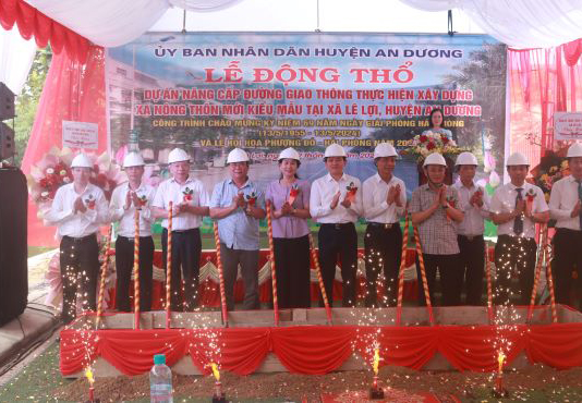 Huyện An Dương: Động thổ dự án nâng cấp đường giao thông thực hiện xây dựng xã nông thôn mới kiểu mẫu tại xã Lê Lợi