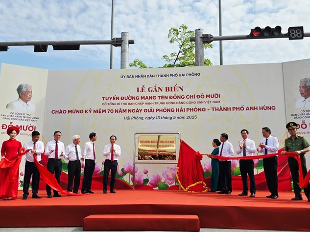 Hải Phòng gắn biển tuyến đường mang tên cố Tổng Bí thư Đỗ Mười
