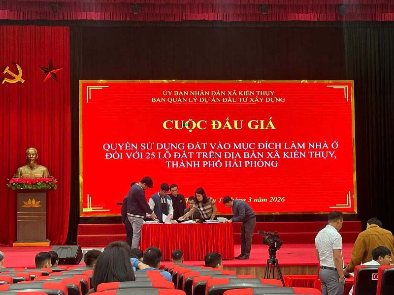 Kết quả trúng đấu giá 25 lô đất trên địa bàn xã Kiến Thụy, TP Hải Phòng tháng 3 năm 2026