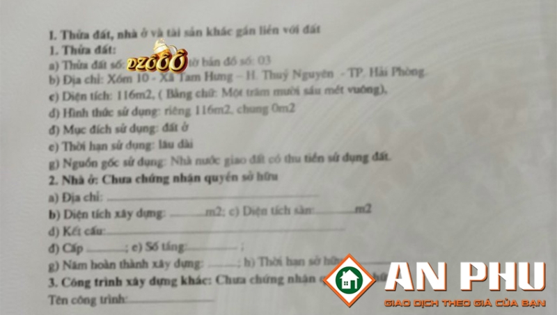 Bán ngay lô góc hoa hậu TĐC 2 Tam Hưng, Thuỷ Nguyên, Hải Phòng.