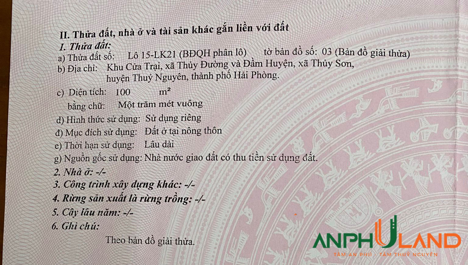 Cần bán lô 15 LK21 khu Cửa Trại, Thuỷ Đường, Thuỷ Nguyên, Hải Phòng