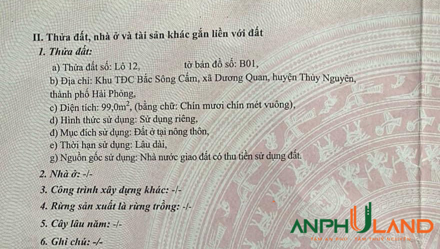 Cần bán đất tại khu B TĐC Bắc Sông Cấm, Thuỷ Nguyên, Hải Phòng