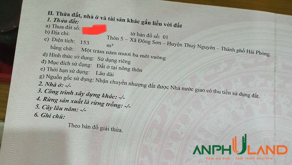 Cần bán hai lô F0 liền nhau xây biệt thự đẹp tại Đông Sơn, Thuỷ Nguyên, Hải Phòng