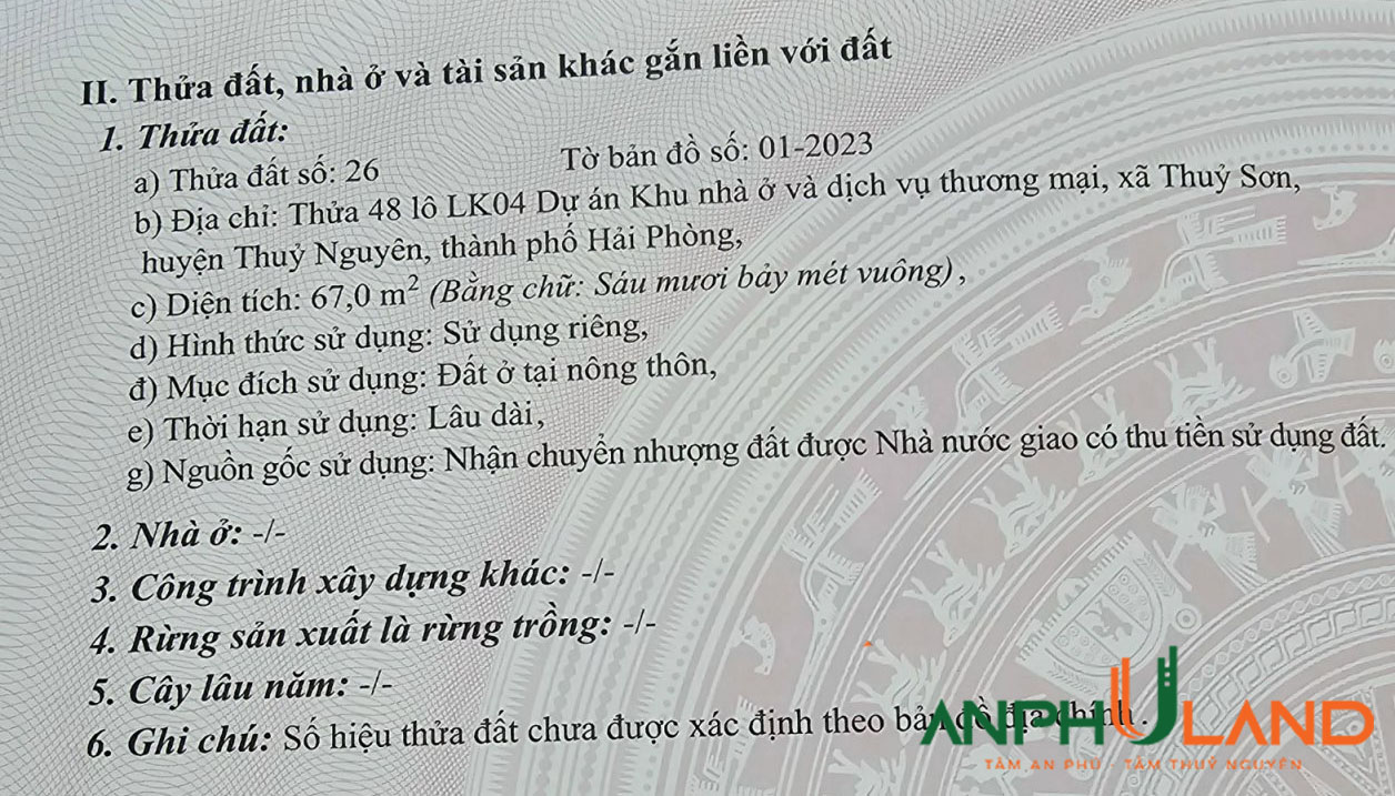 Bán 2 lô đất tại khu Đô thị Quang Minh, Thuỷ Sơn, Thuỷ Nguyên, Hải Phòng