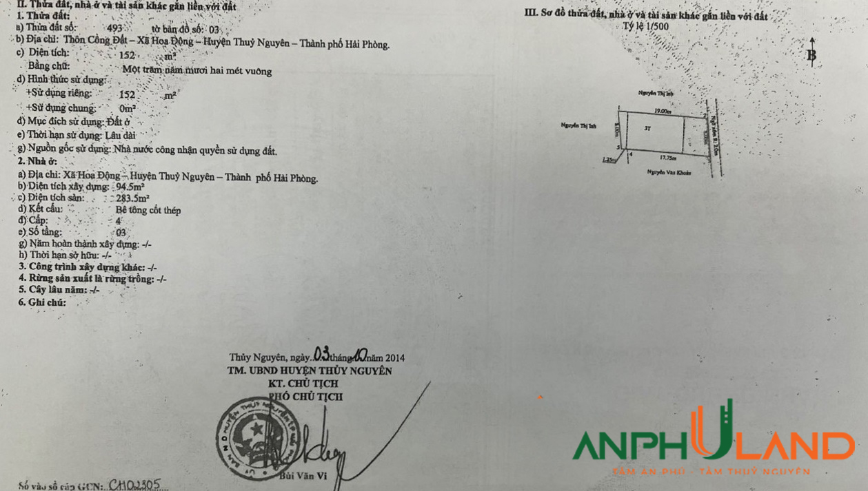 Cần bán căn nhà 3 tầng tại thôn Cổng Đất, Hoa Động, Thuỷ Nguyên, Hải Phòng