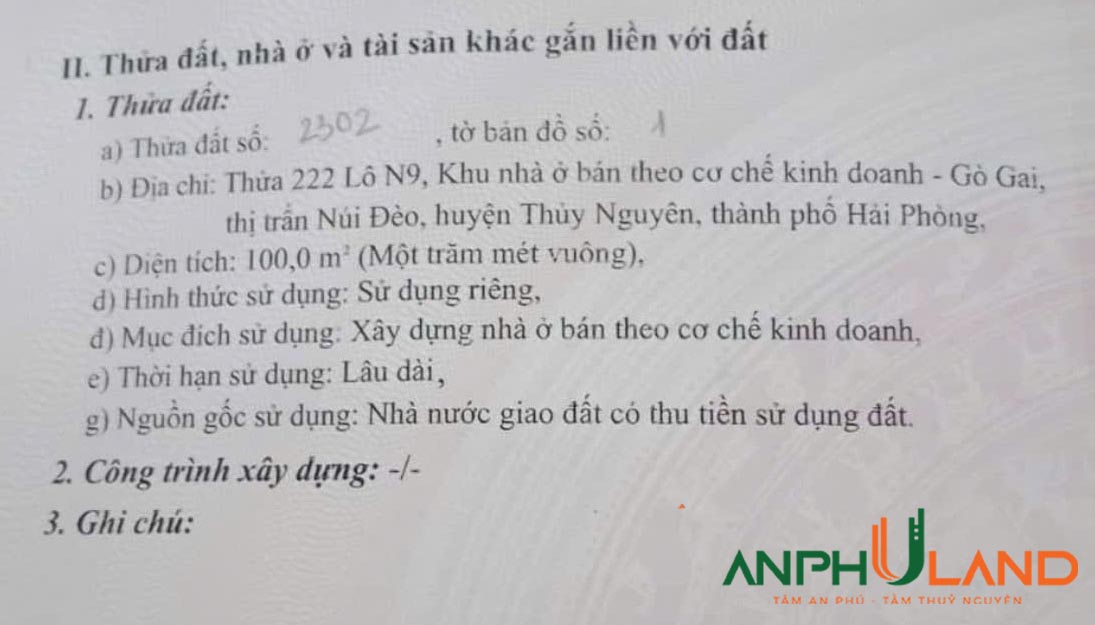 Chính chủ gửi bán lô đất tặng nhà cấp 4 tại Gò Gai, Núi Đèo, Thuỷ Nguyên