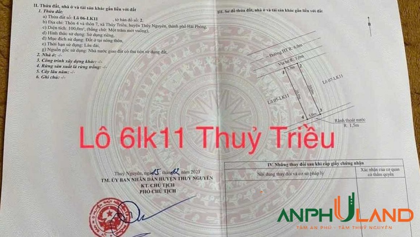 Cần bán duy nhất một lô đất đấu giá Thuỷ Triều, Thuỷ Nguyên, Hải Phòng