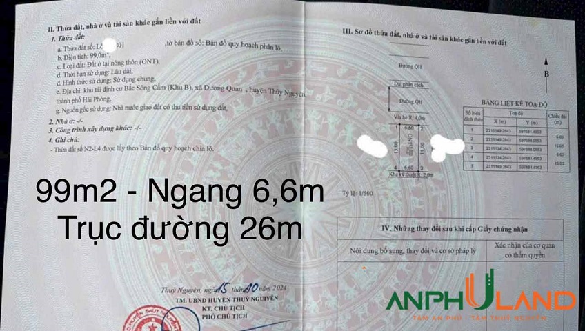 Cần bán lô đất siêu đẹp tại khu B - B01, TĐC Bắc Sông Cấm, Dương Quan, Thuỷ Nguyên, Hải Phòng