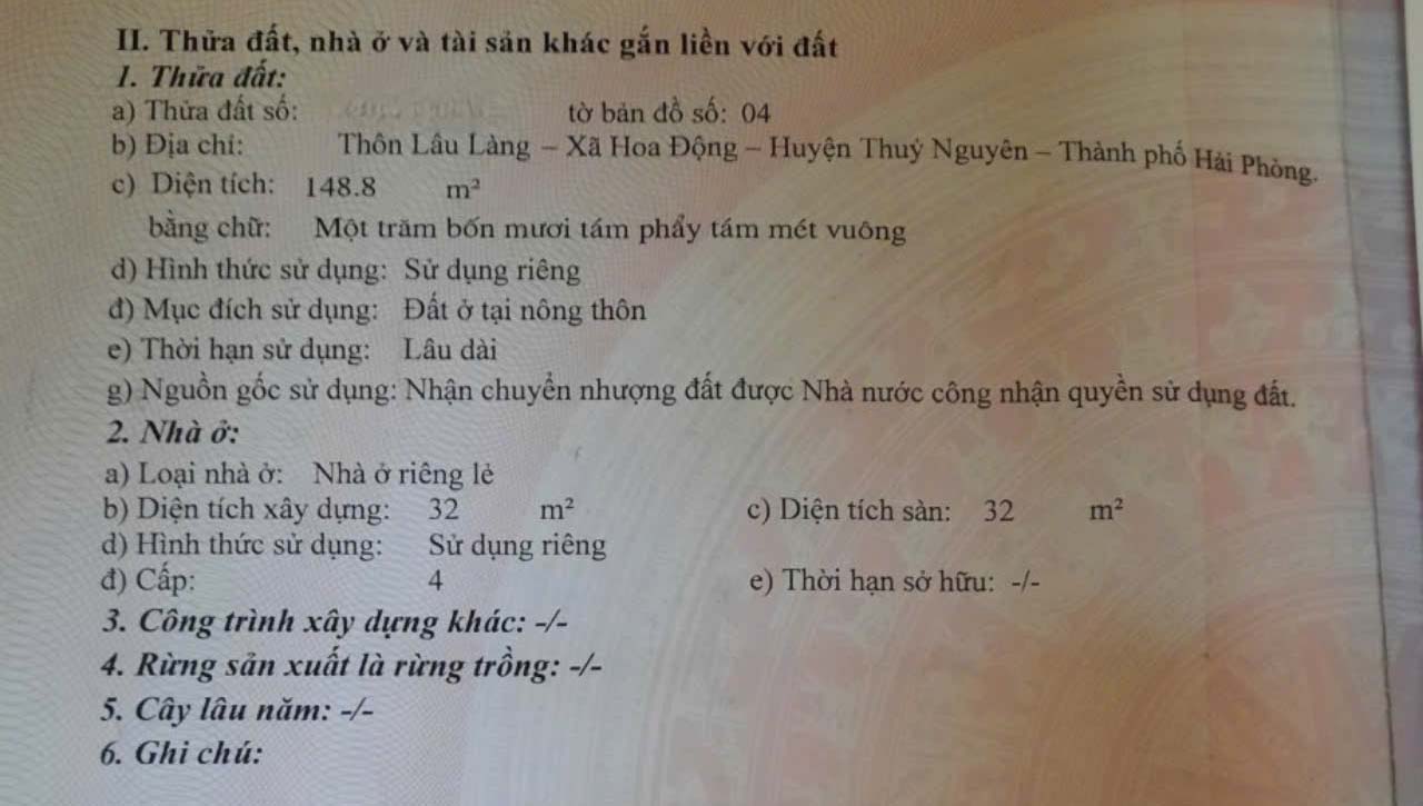 Bán lô đất tại Lâu Làng, Hoa Động, Thuỷ Nguyên, Hải Phòng