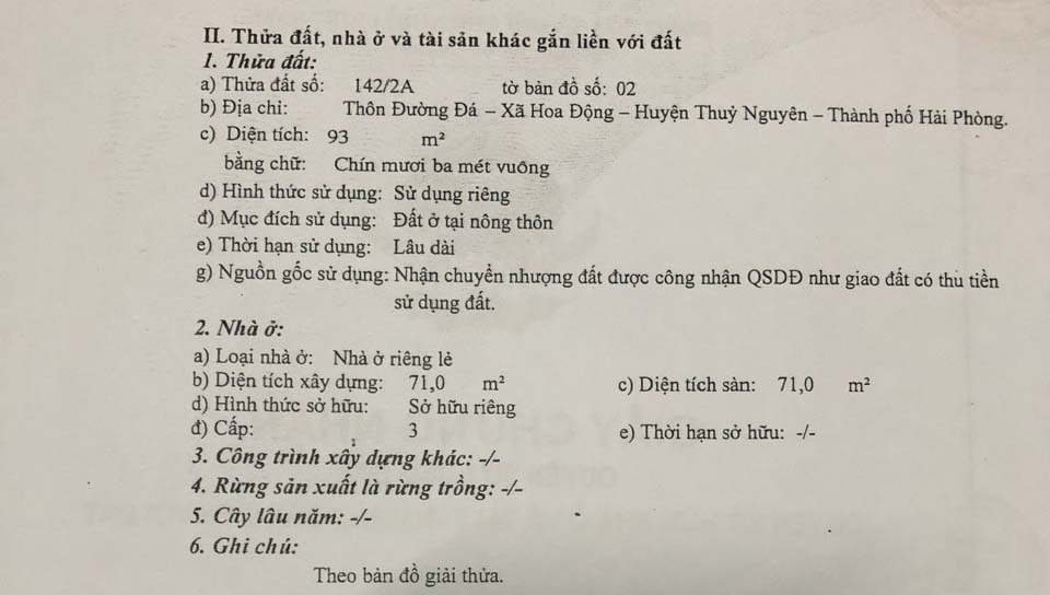 Cần bán gấp lô đất thôn Đường Đá, Hoa Động, Thuỷ Nguyên, Hải Phòng 