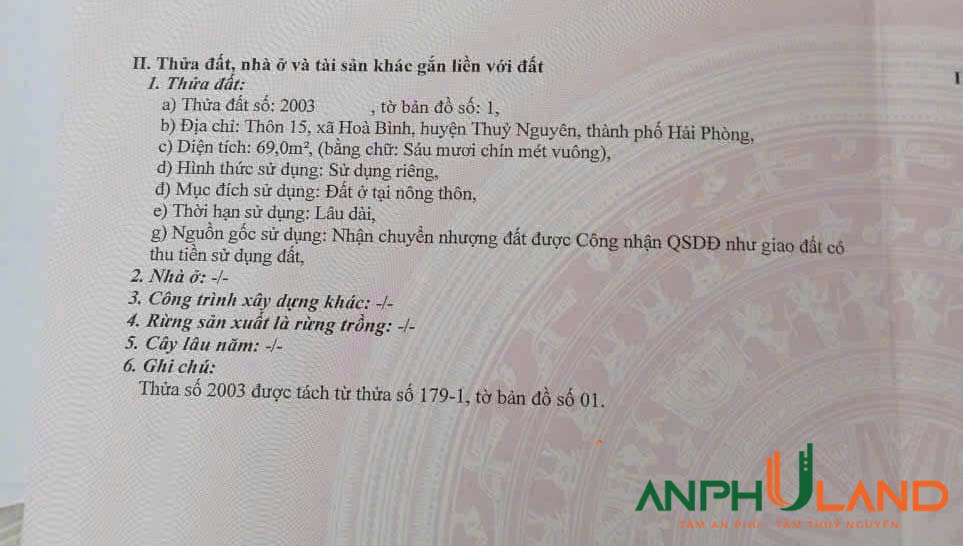 Cần bán siêu phẩm lô góc 2 mặt tiền tại Thôn 15, Hoà Bình, Thuỷ Nguyên, Hải Phòng 