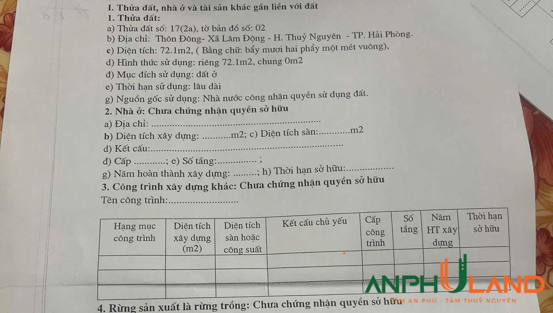 Bán lô góc 2 mặt tiền ngay ngã 4 Thôn Đông, Lâm Động, Thuỷ Nguyên, Hải Phòng