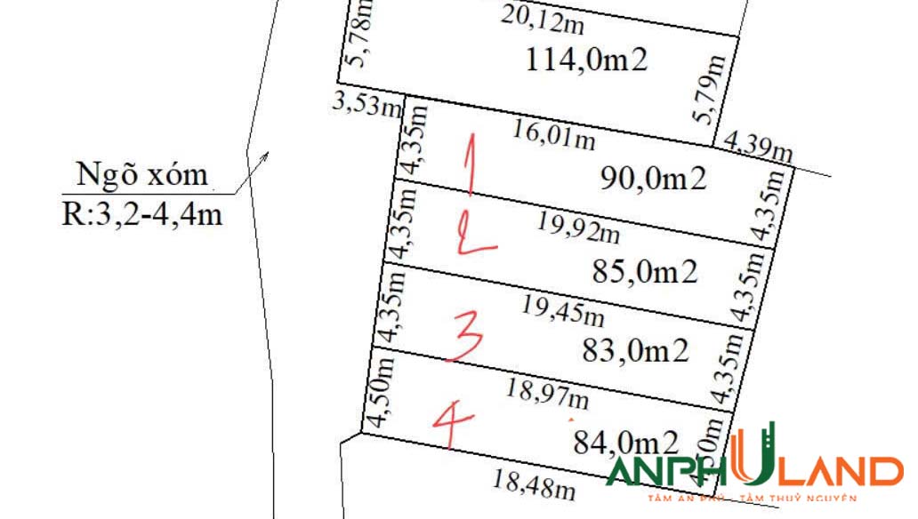 Chào bán 4 lô đất tại Phường Trần Hưng Đạo ( xã Đông Sơn), TP Thủy Nguyên, Hải Phòng