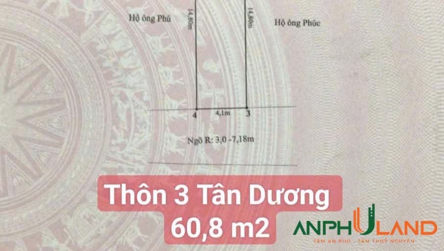 Cần bán lô đất đẹpTDP 3, Phường Dương Quan (xã Tân Dương), TP Thủy Nguyên, Hải Phòng