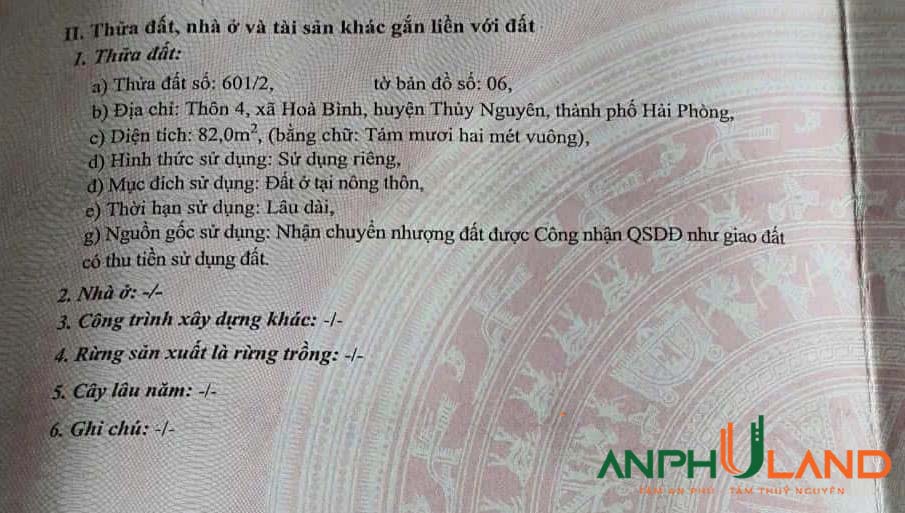 Cần bán lô góc đẹp tại TDP 4, Phường Hòa Bình, TP Thủy Nguyên, Hải Phòng