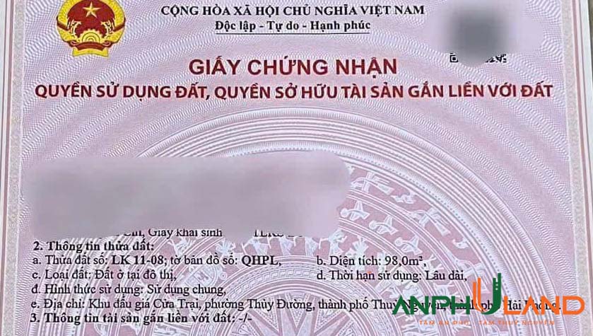 Cần chuyển nhượng lô đất LK11-08 Khu Cửa Trại, phường Thuỷ Đường, TP Thuỷ Nguyên, Hải Phòng