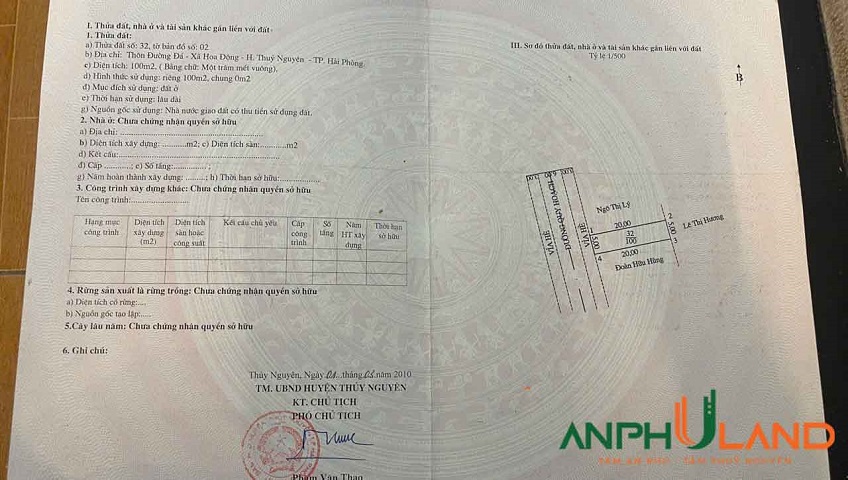Cần bán lô 32 chung cư Huê, Phường Hoa Động, TP Thủy Nguyên, Hải Phòng