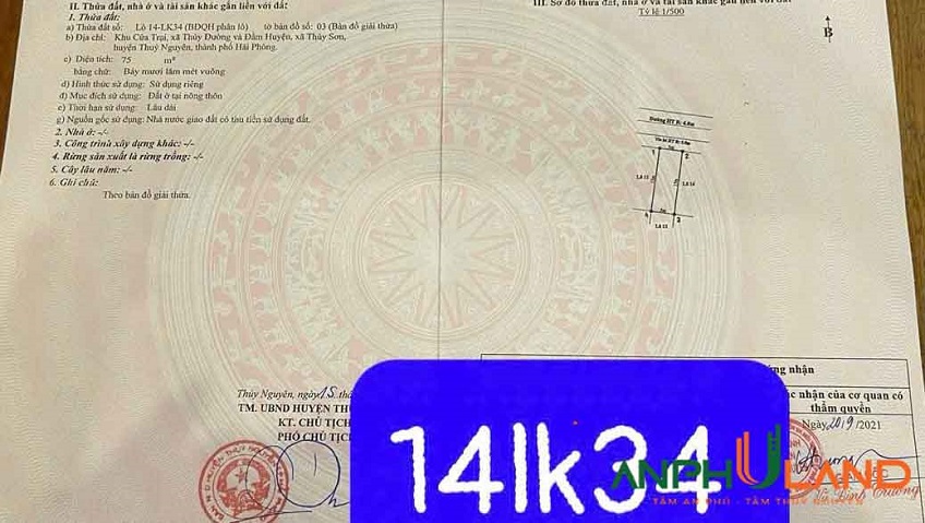 Cần bán siêu phẩm dự án Cửa Trại, Phường Thủy Đường, TP Thủy Nguyên, Hải Phòng