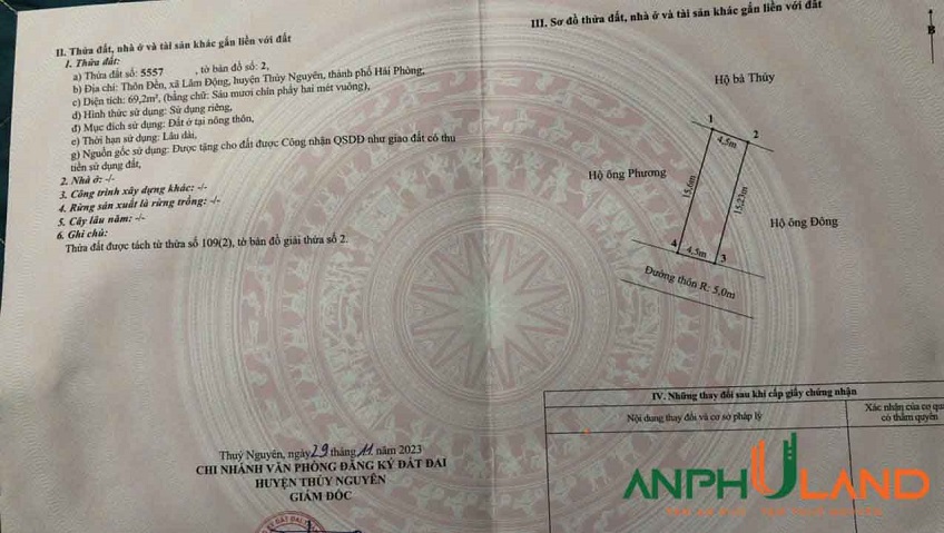 Cần bán lô đất siêu phẩm đường nhựa tại Phường Hoàng Lâm, TP Thủy Nguyên, Hải Phòng