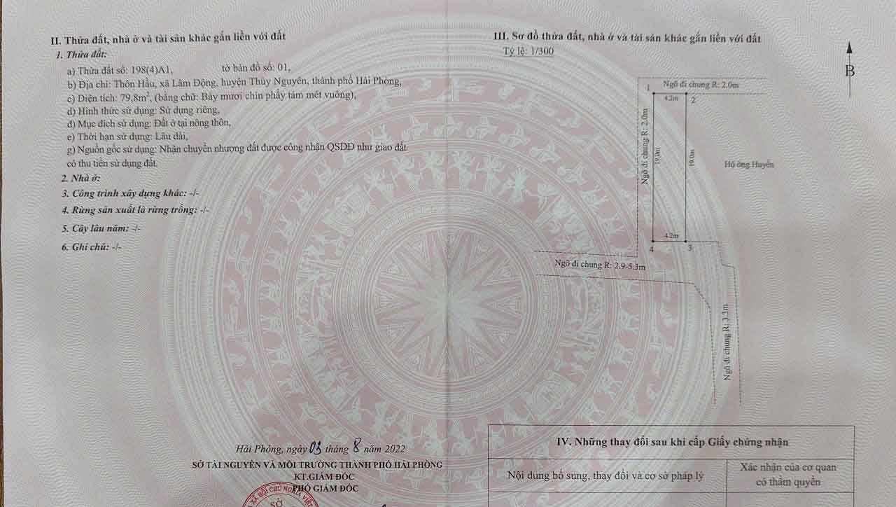 Bán lô góc đường thông - trung tâm phường Hoàng Lâm (Lâm Động), TP Thủy Nguyên, Hải Phòng
