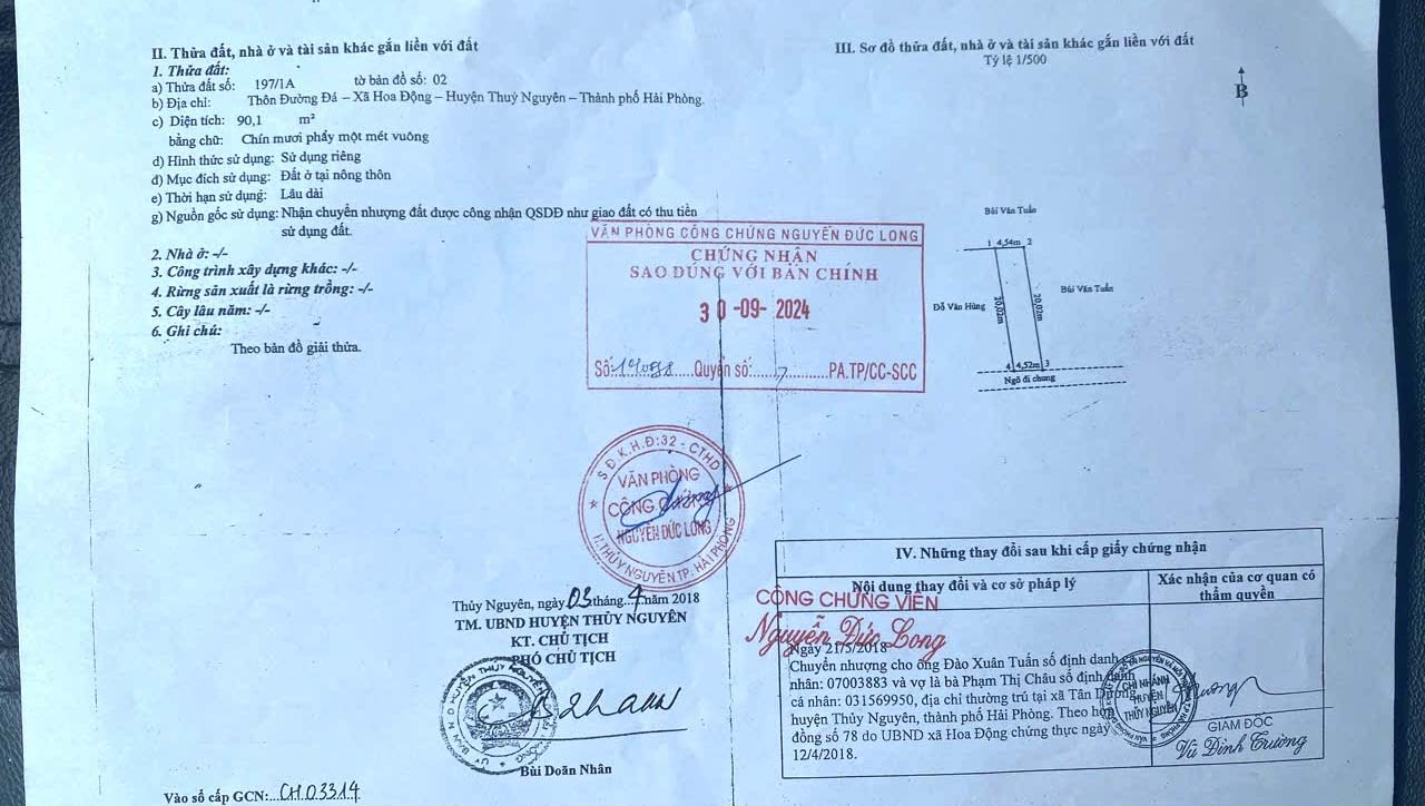 Bán lô đất nằm giữa Hoàng Huy và Doji phường Hoa Động, TP Thuỷ Nguyên, Hải Phòng