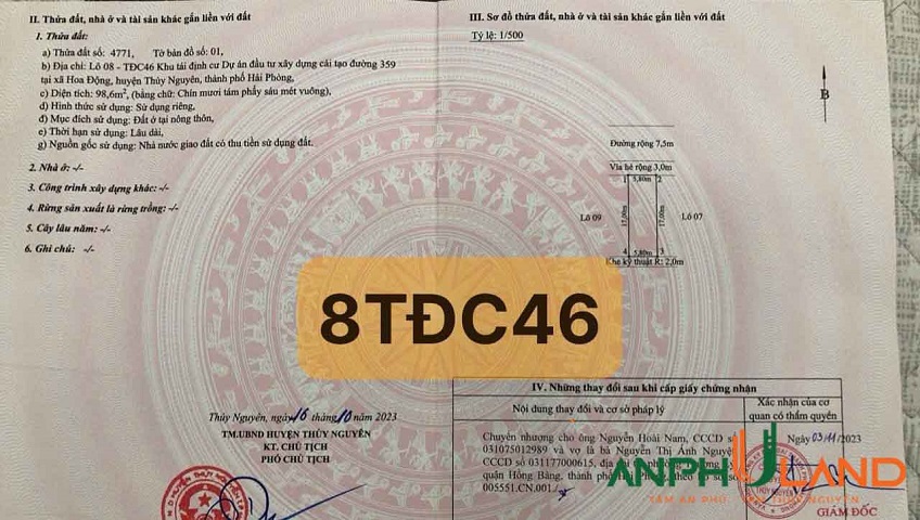Cần bán lô đất hàng tuyển tại TĐC Hoa Động, TP Thủy Nguyên, Hải Phòng