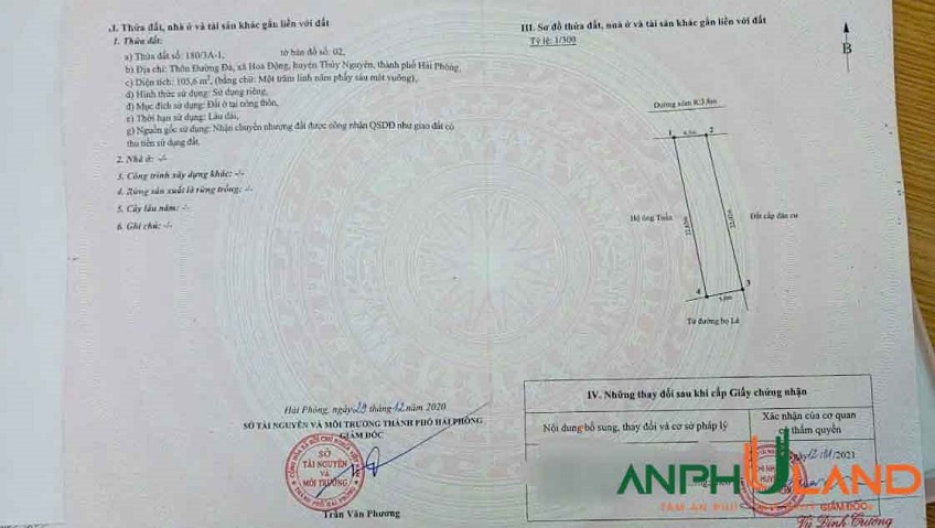 Chính chủ gửi bán lô đất đẹp tại Thôn Đường Đá, phường Hoa Động , TP Thuỷ Nguyên 