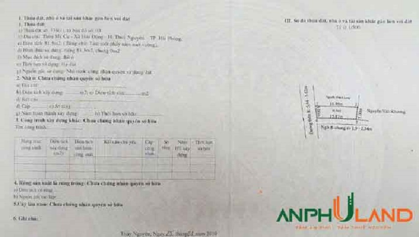 Cần bán lô góc TDP Mỹ Cụ, Phường Hoa Động, TP Thủy Nguyên, Hải Phòng