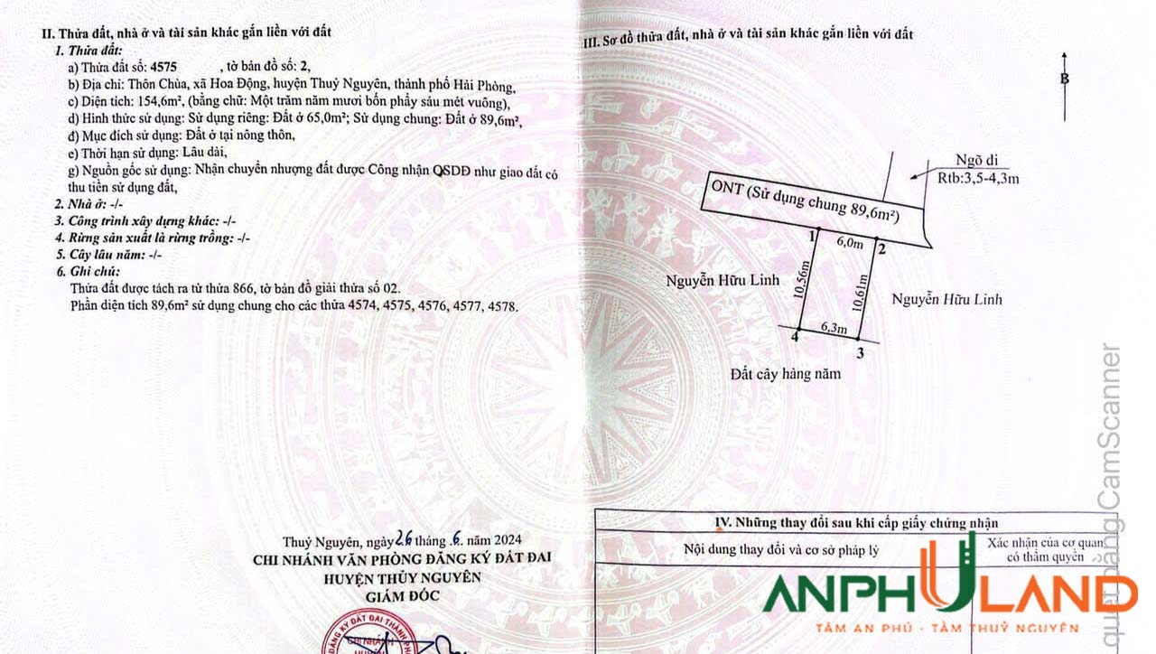 Bán lô đất TDP Chùa, phường Hoa Động, TP Thuỷ Nguyên, Hải Phòng