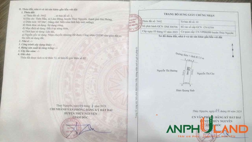 Cần bán lô đất mặt đường nhựa TDP Hầu, phường Hoàng Lâm ( Lâm Động), TP Thủy Nguyên, Hải Phòng