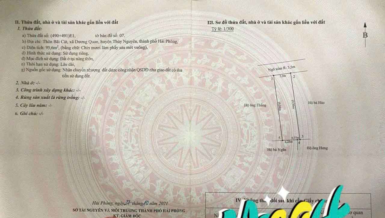 Bán lô đất đẹp  phường Dương Quan , TP Thuỷ Nguyên, Hải Phòng