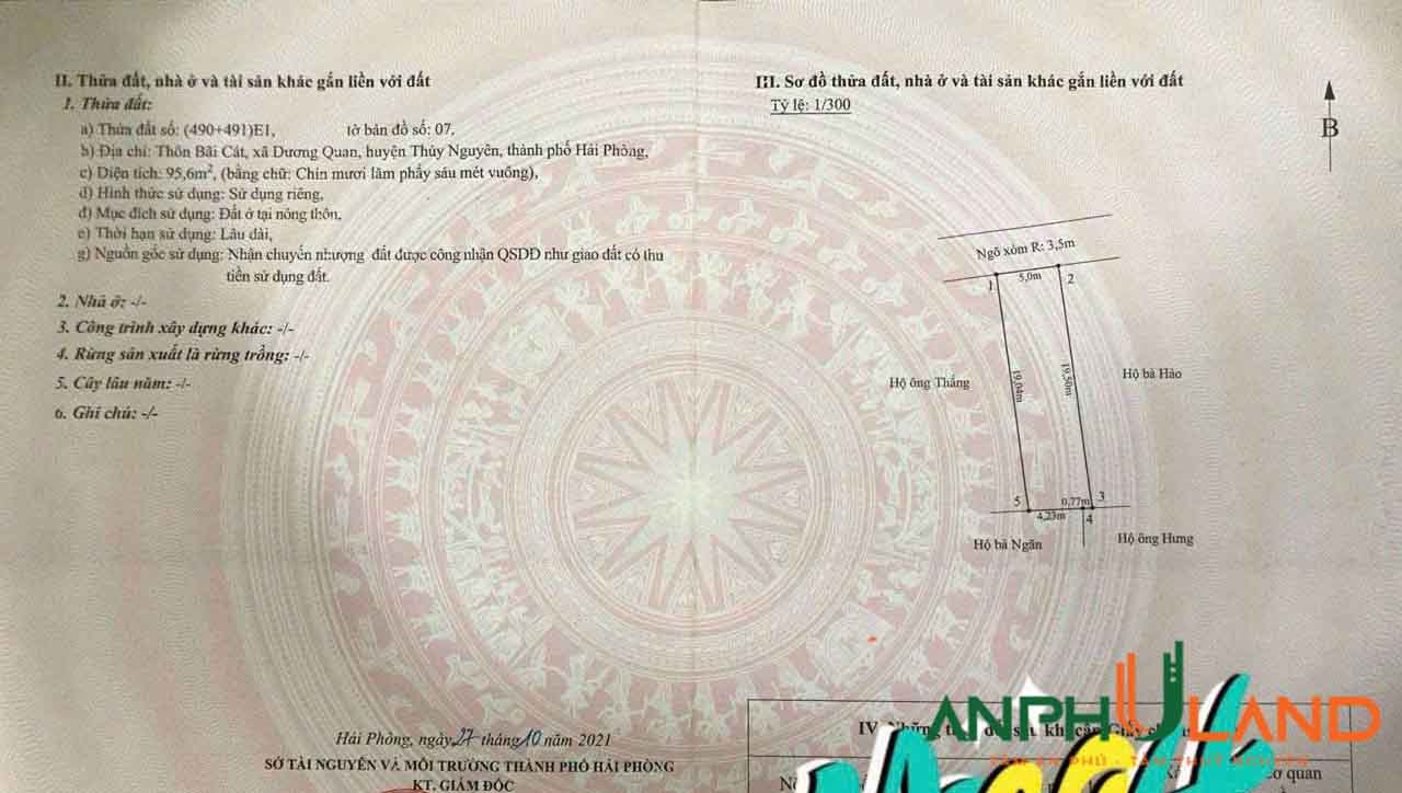 Cần bán lô đất siêu đẹp, mặt đường chợ Phường Dương Quan, TP Thuỷ Nguyên