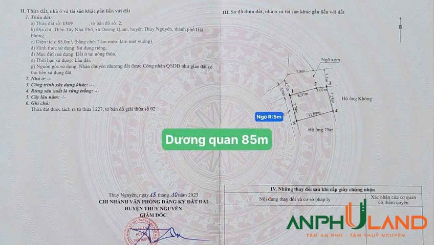Cần bán nhanh lô góc tại TDP Tây Nhà Thờ, Phường Dương Quan, TP Thủy Nguyên