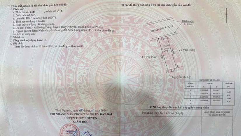 Bán lô đất mặt đường phường Hoàng Lâm, TP Thuỷ Nguyên, Hải Phòng