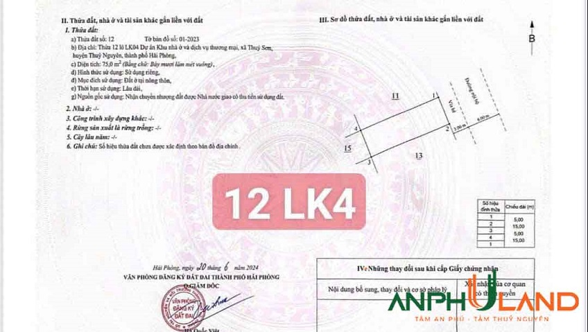 Chính chủ gửi bán 2 lô 75m2 Khu Tân Quang Minh, Phường Thủy Đường, TP Thủy Nguyên