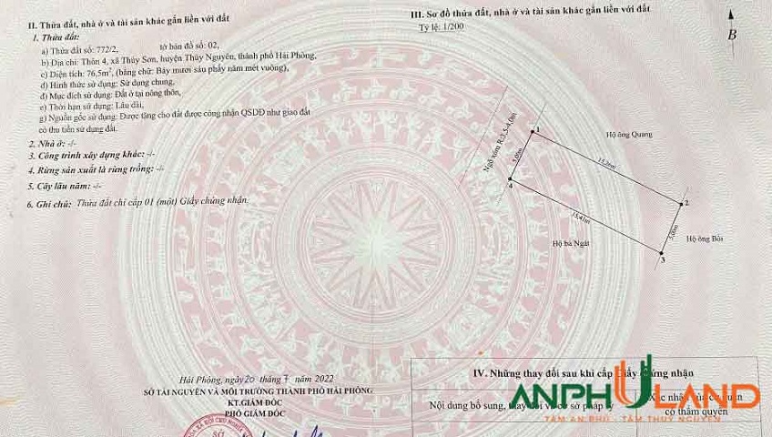 Cần bán lô đất tiềm năng phường Thủy Đường ( xã Thủy Sơn), TP Thủy Nguyên, Hải Phòng