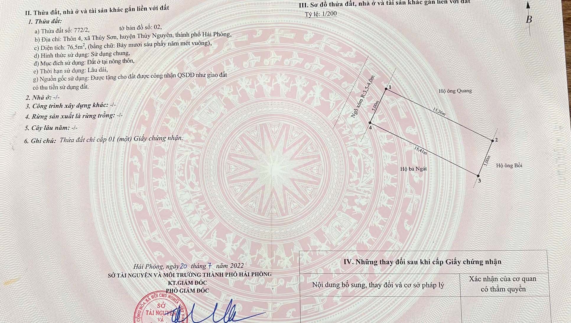 Bán lô đất trung tâm phường Thuỷ Đường, TP Thuỷ Nguyên, Hải Phòng