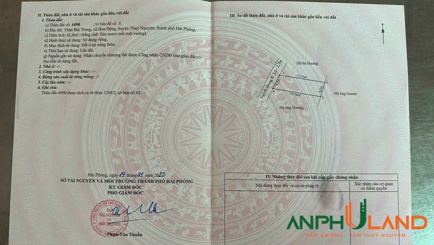 Chính chủ gửi bán lô đất đẹp tại TDP Bái Trong, Phường Hoa Động, TP Thủy Nguyên, Hải Phòng