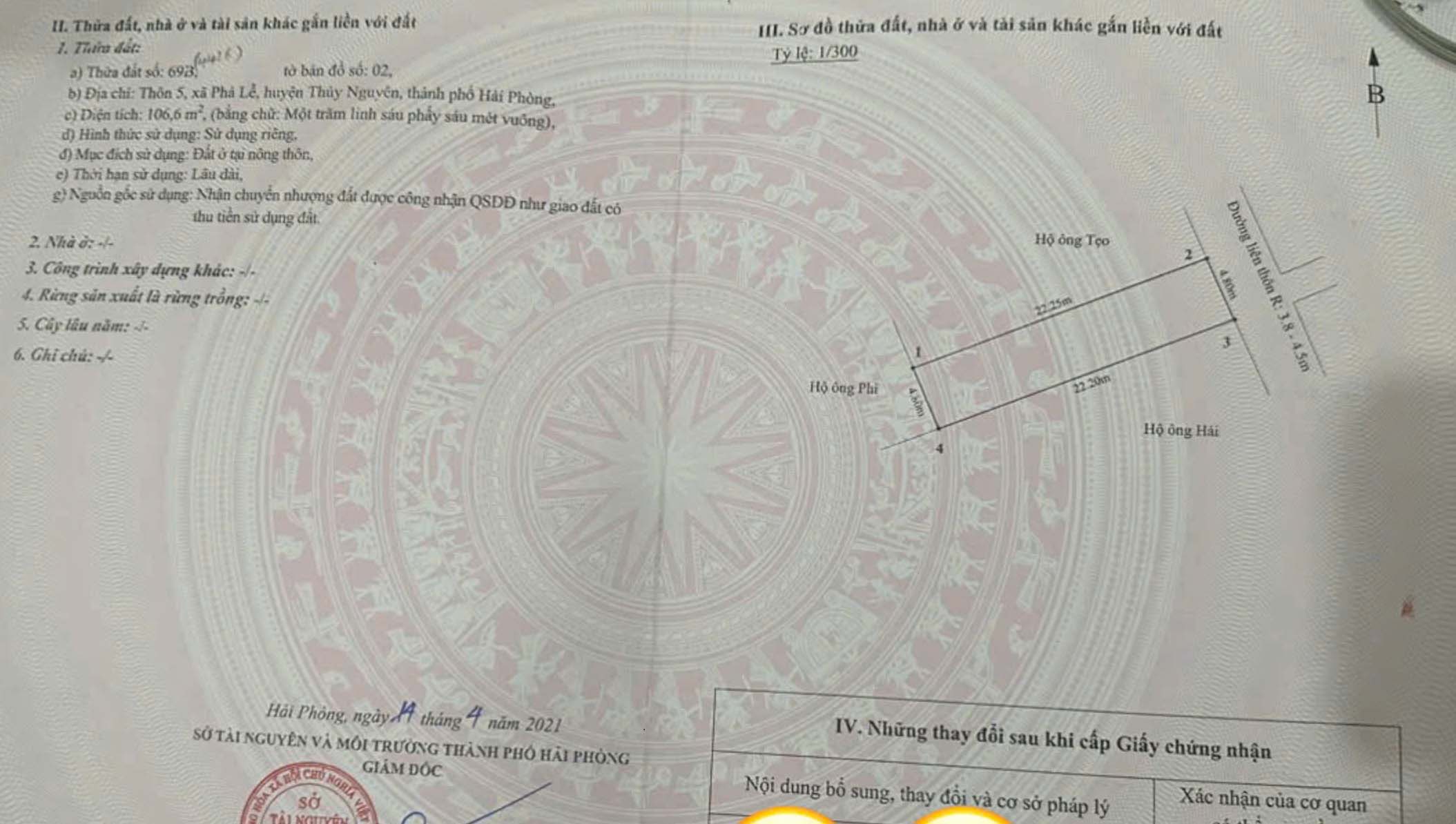 Chính chủ bán lô đất đẹp phường Nam Triệu Giang (Phả Lễ), TP Thuỷ Nguyên, Hải Phòng